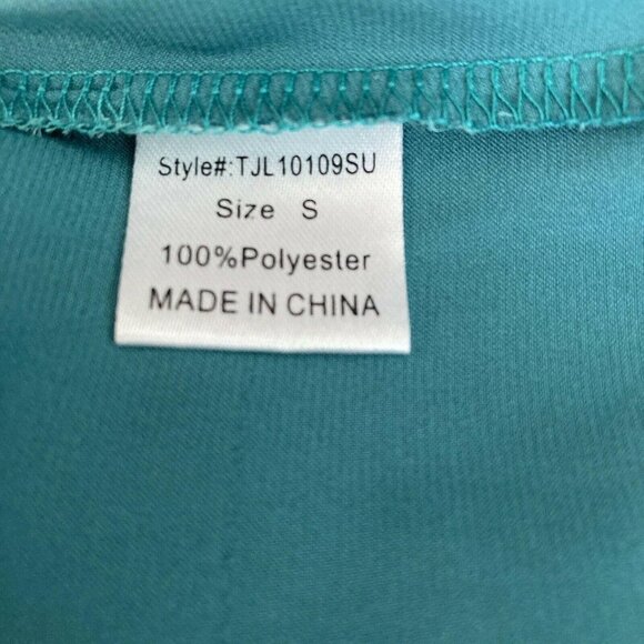 J Lux Label Shirt Button Front Women Small Green Satin - Picture 5 of 9